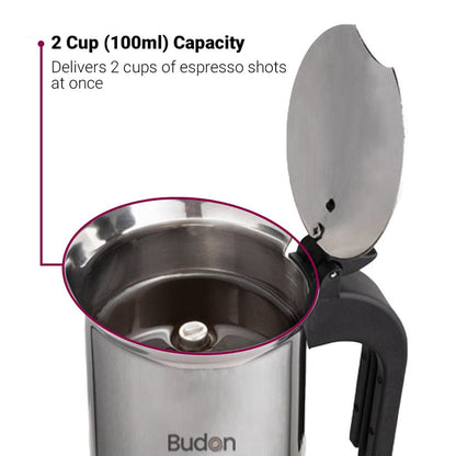 Budan Moka Pot Stainless Steel Coffee Maker - 2 Cup ( 100ml )