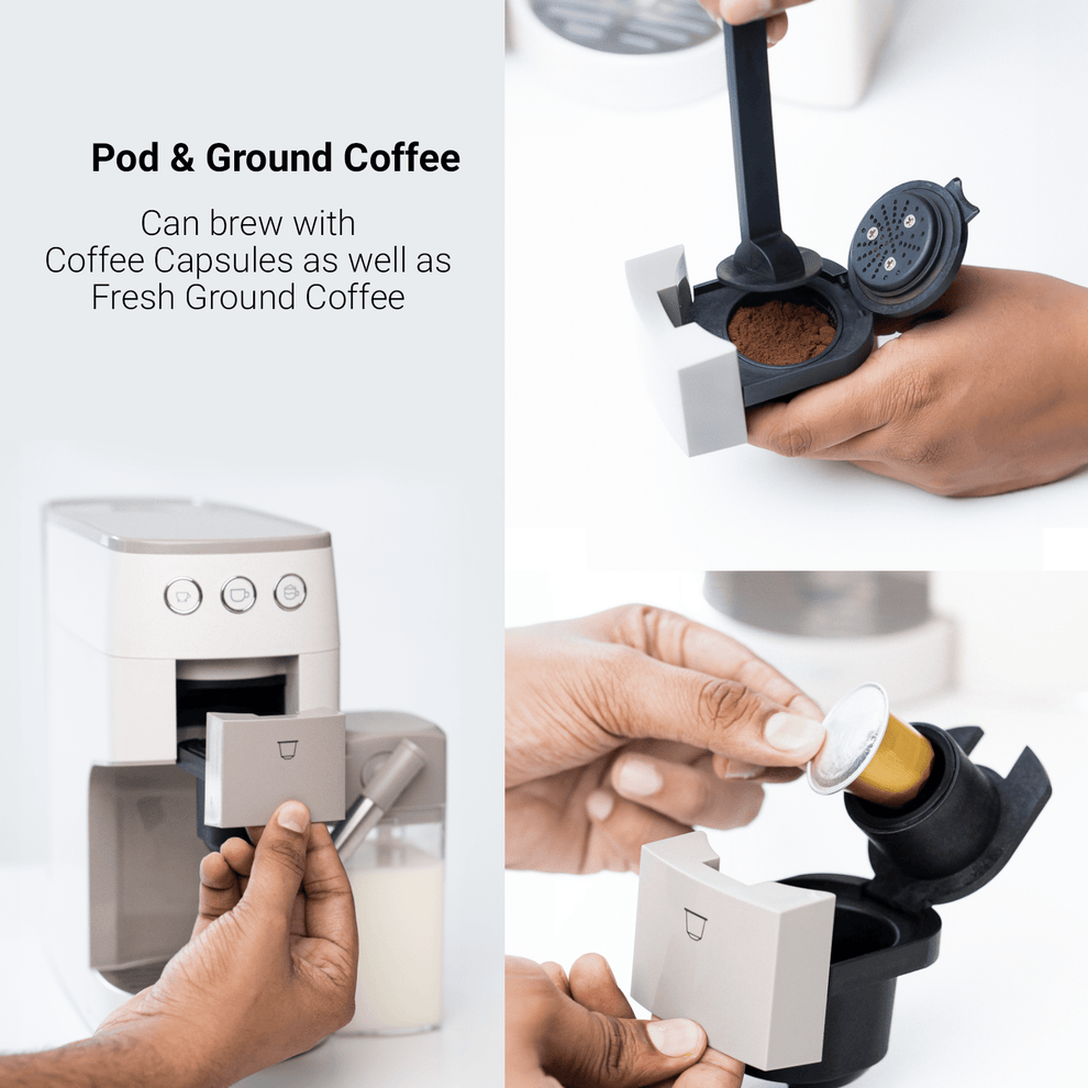 Budan One Touch Coffee Machine - Pod/Coffee Capsules + Ground Coffee