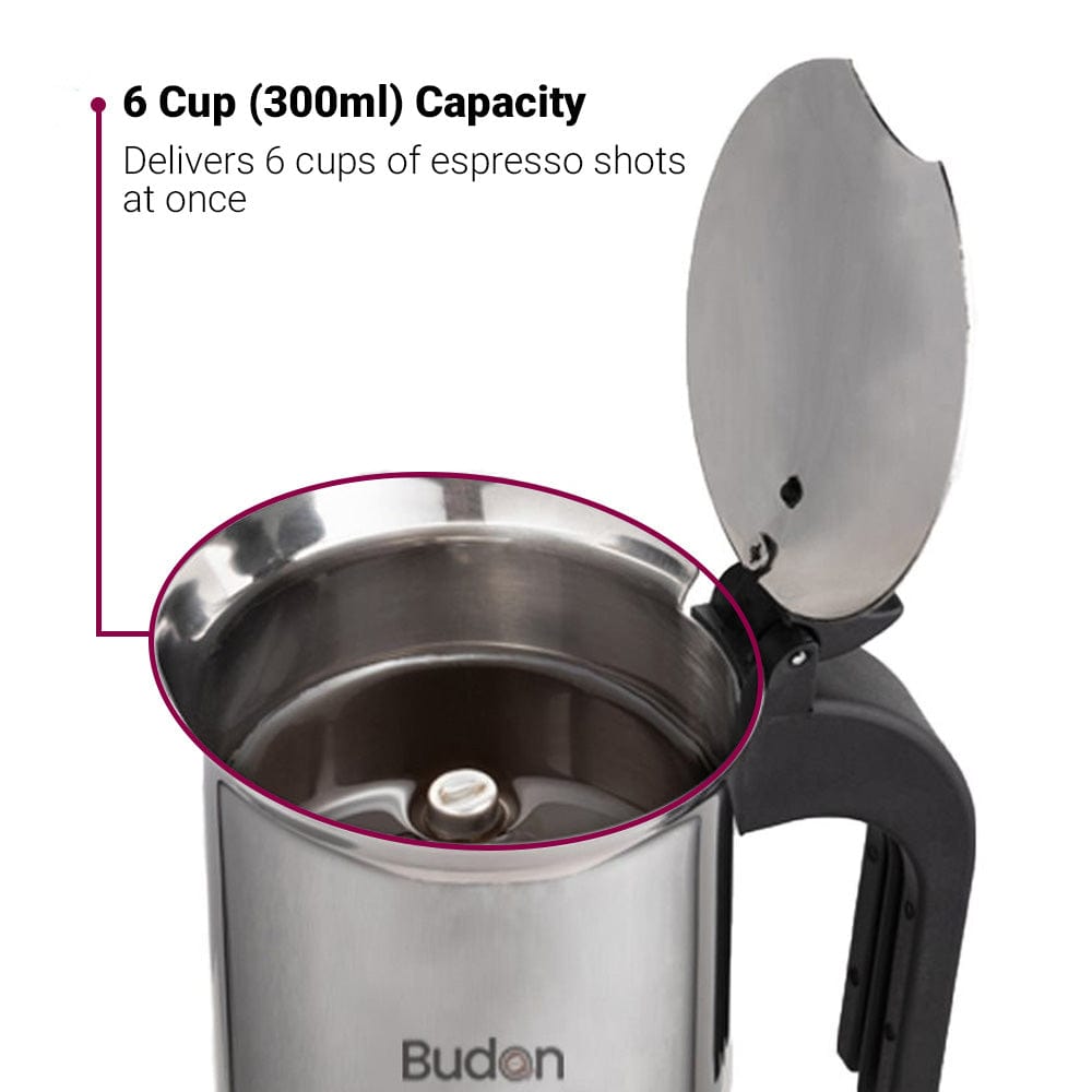 Budan Moka Pot Stainless Steel Coffee Maker - 6 Cup