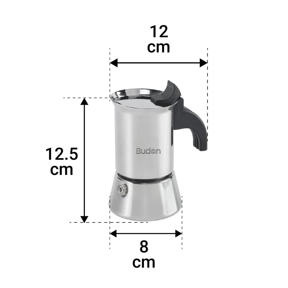 Budan Moka Pot Stainless Steel Coffee Maker - 2 Cup ( 100ml )