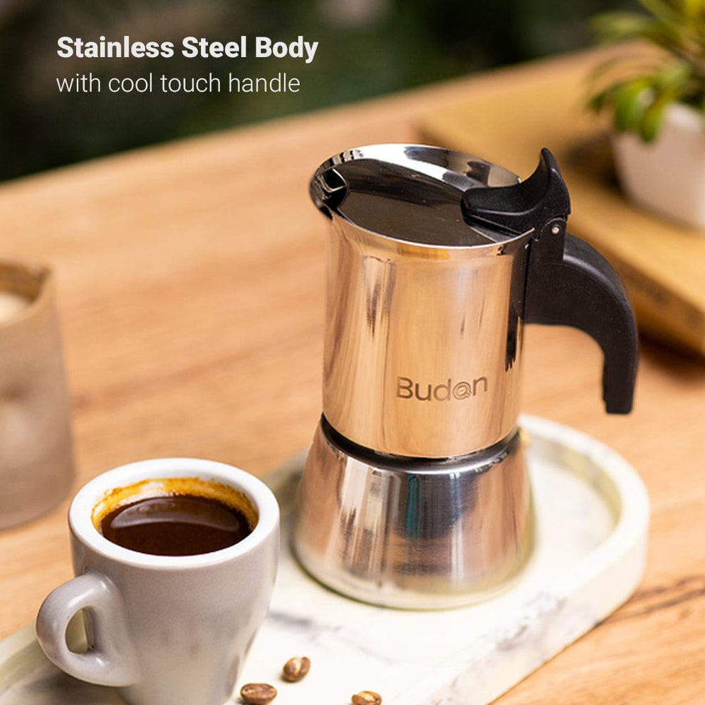 Budan Moka Pot Stainless Steel Coffee Maker - 2 Cup ( 100ml )