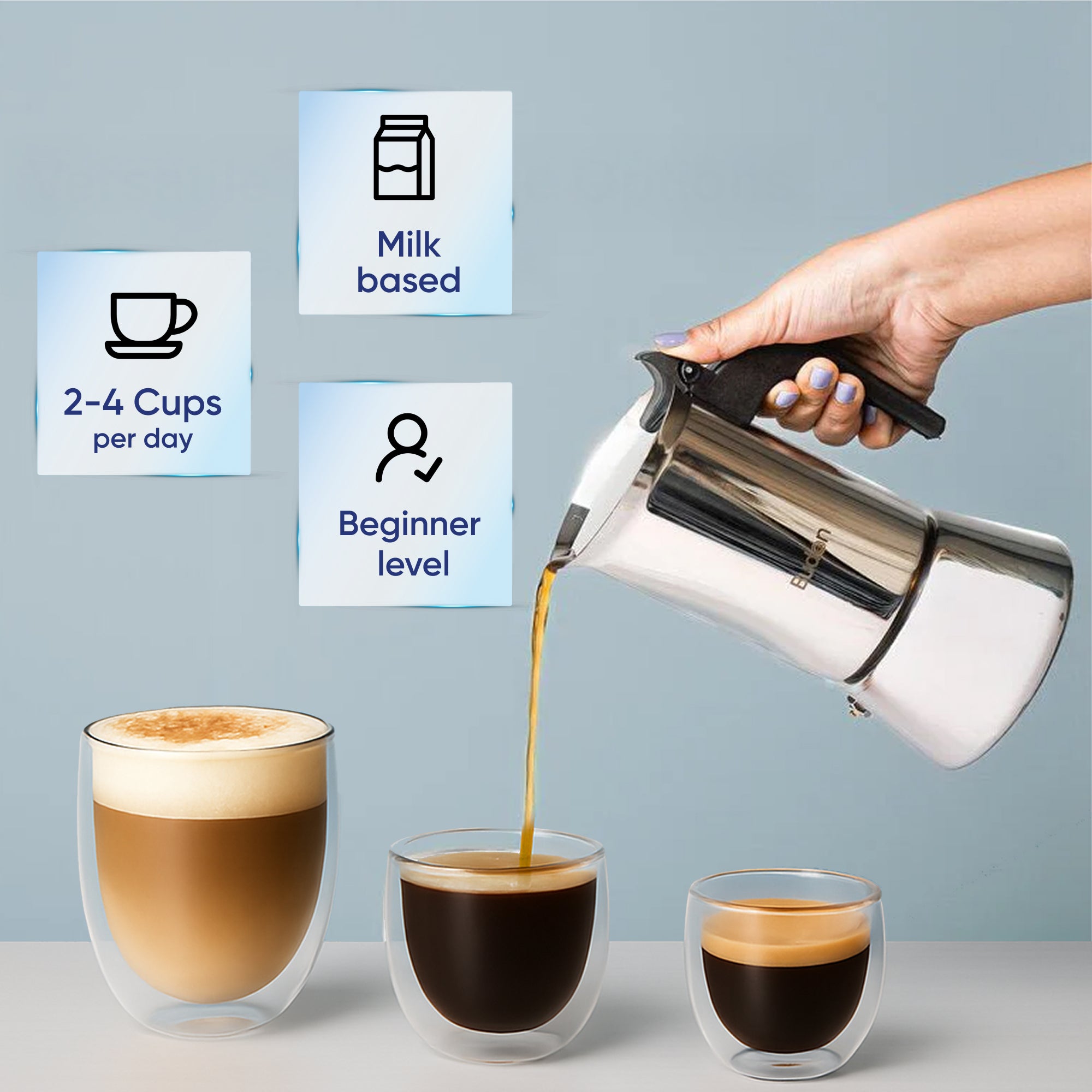 Budan Aluminium Moka Pot - 2 cups