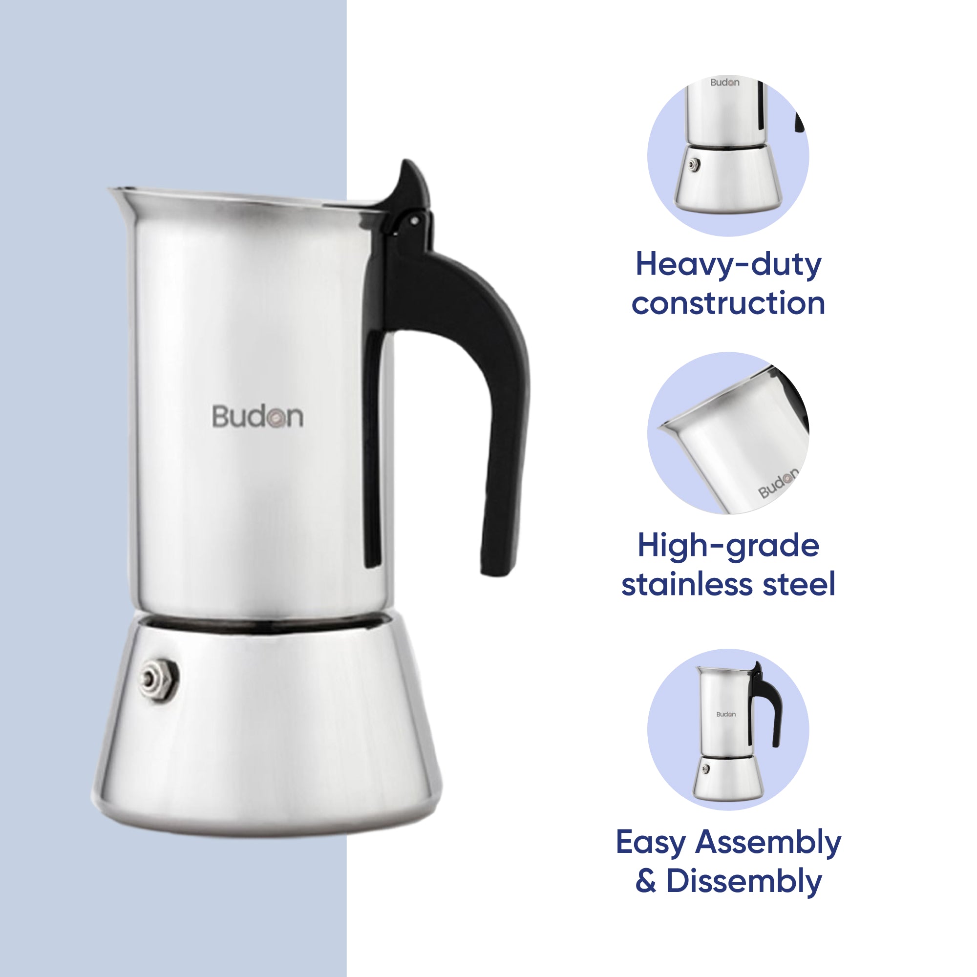 Budan Aluminium Moka Pot - 2 cups