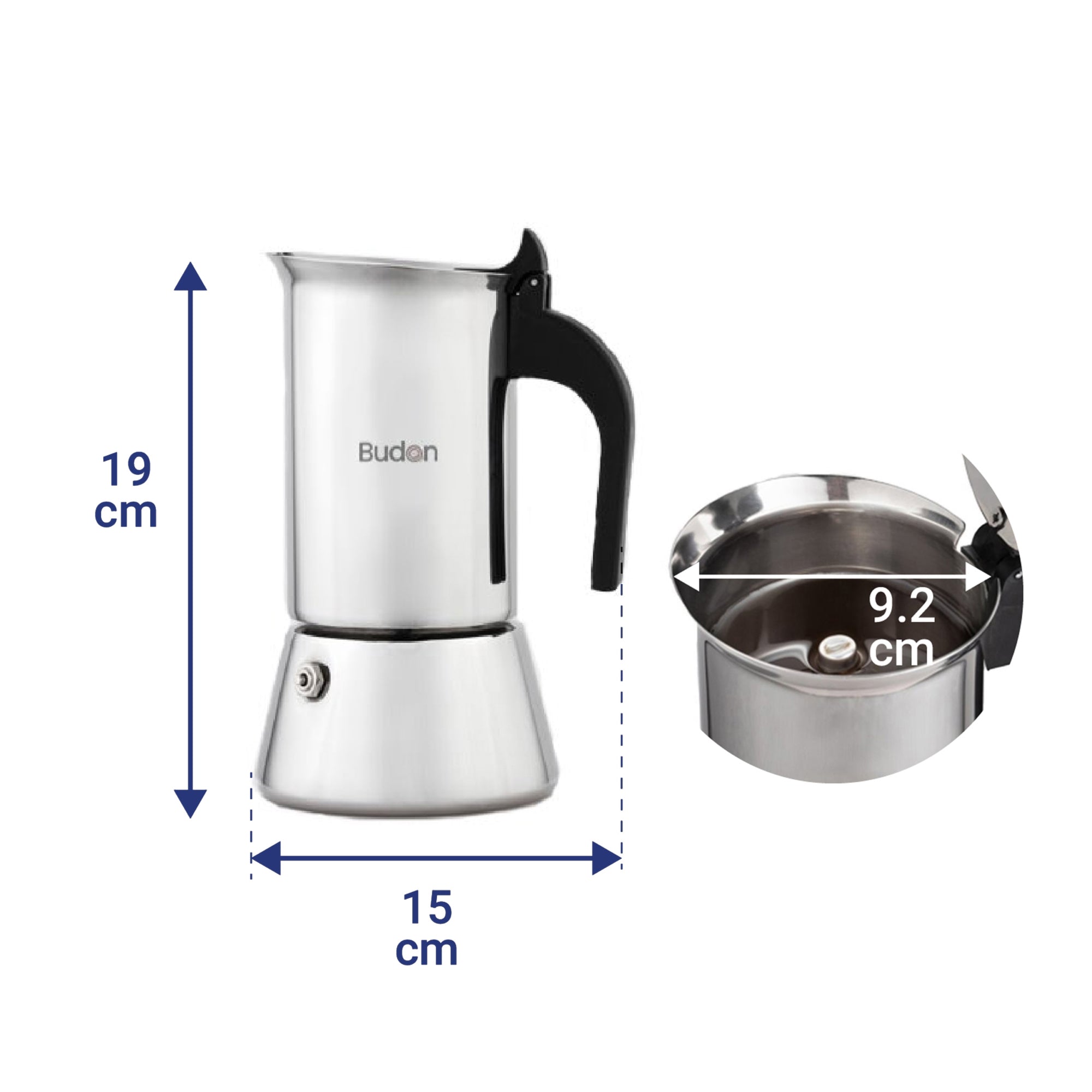 Budan SS Moka Pot - 6 cups