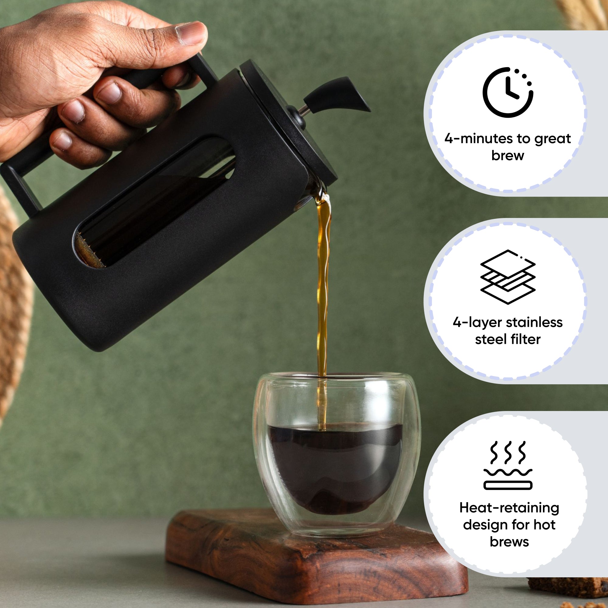 Budan Glass and Plastic French Press 600 ml