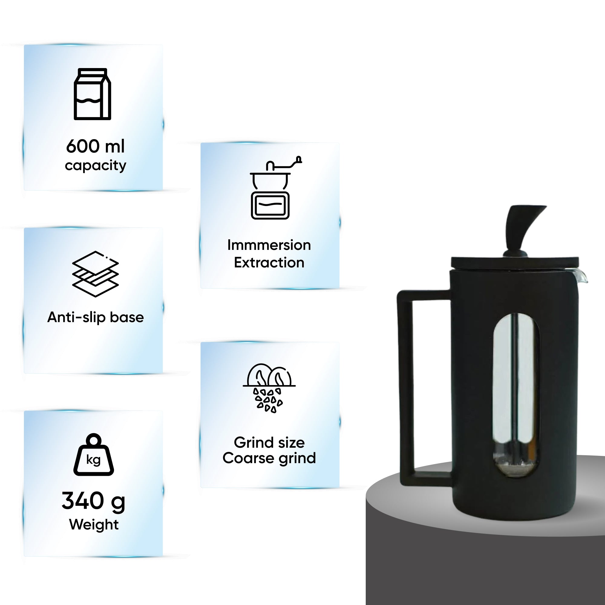 Budan Glass and Plastic French Press 600 ml